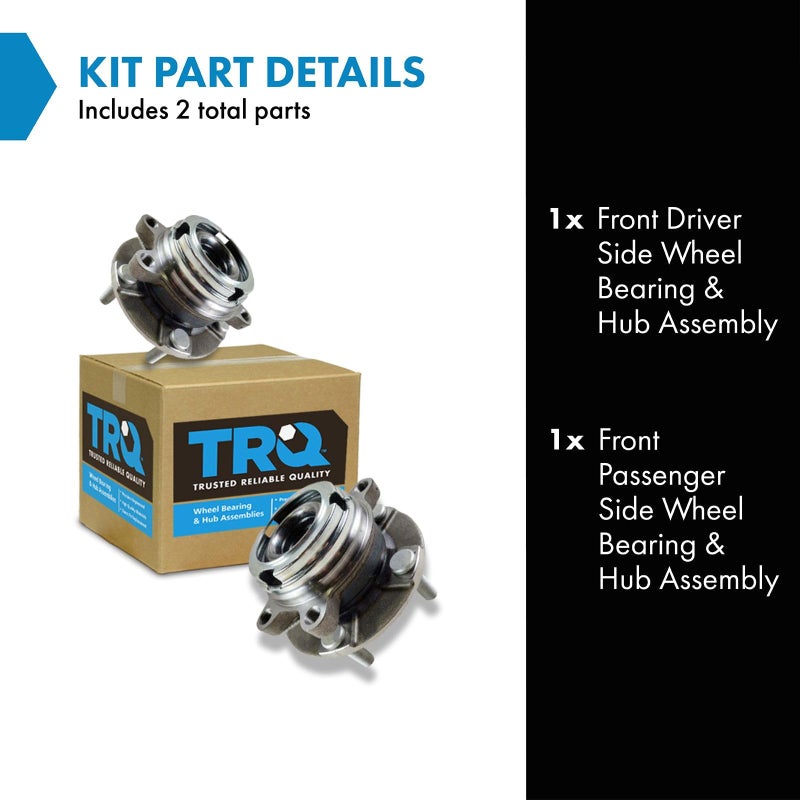 TRQ Front Left and Right Wheel Bearing and Hub Assembly Set 2 Piece Compatible with 2013 Infiniti JX35 19-21 QX50 14-20 QX60 07-09 Nissan Altima SE 10-12 Altima 13-18 Altima 09-14 Maxima 16-20 Maxima - Image 2